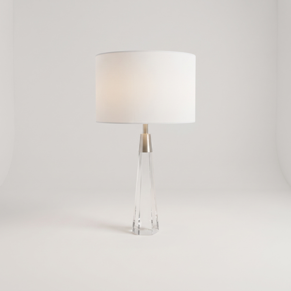 Octagonal Silver Crystal Table Lamp
