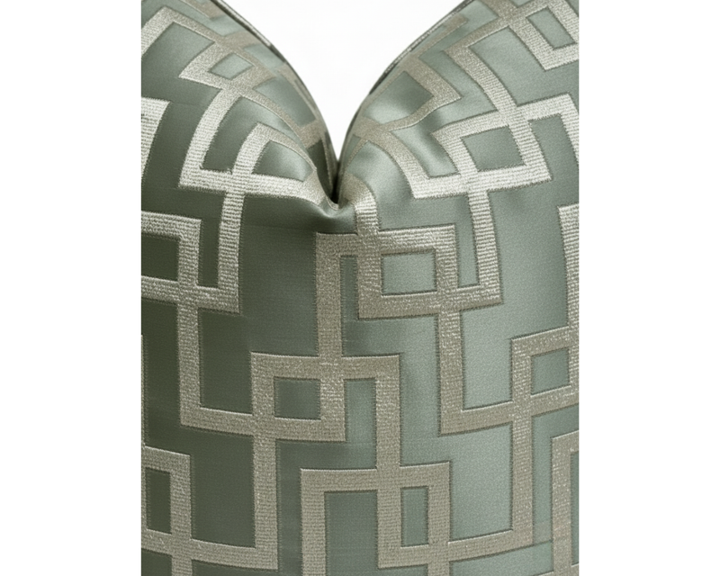 Elegant Geometric Sage Throw Pillow