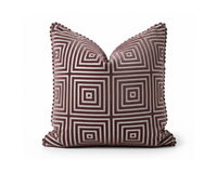 Luxe Mauve Velvet Greek Key Throw Pillow