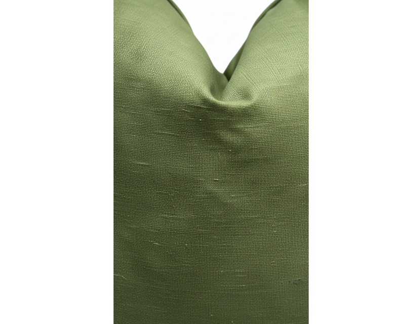 Organic Olive Green Linen-Look Throw Pillow