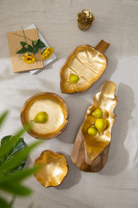 Accent Teak Plate With Gold Foil