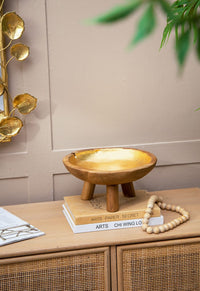 Teak Bowl With Gold Foil & Legs