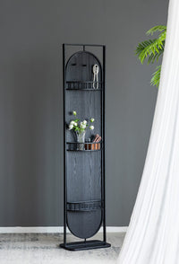 Metal Stand Mirror Black