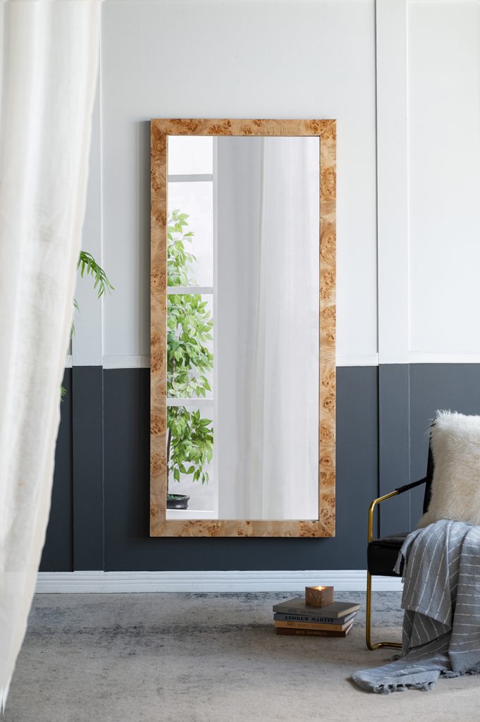Burl Wood Floor Mirror