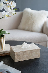 Cream Marble Tissue Box