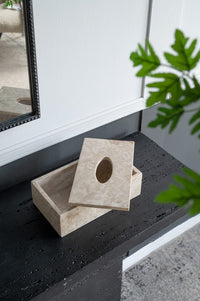 Cream Marble Tissue Box