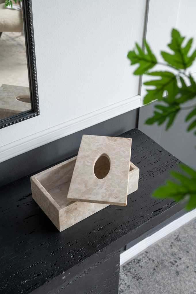 Cream Marble Tissue Box