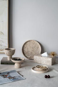 Cream Marble Tissue Box