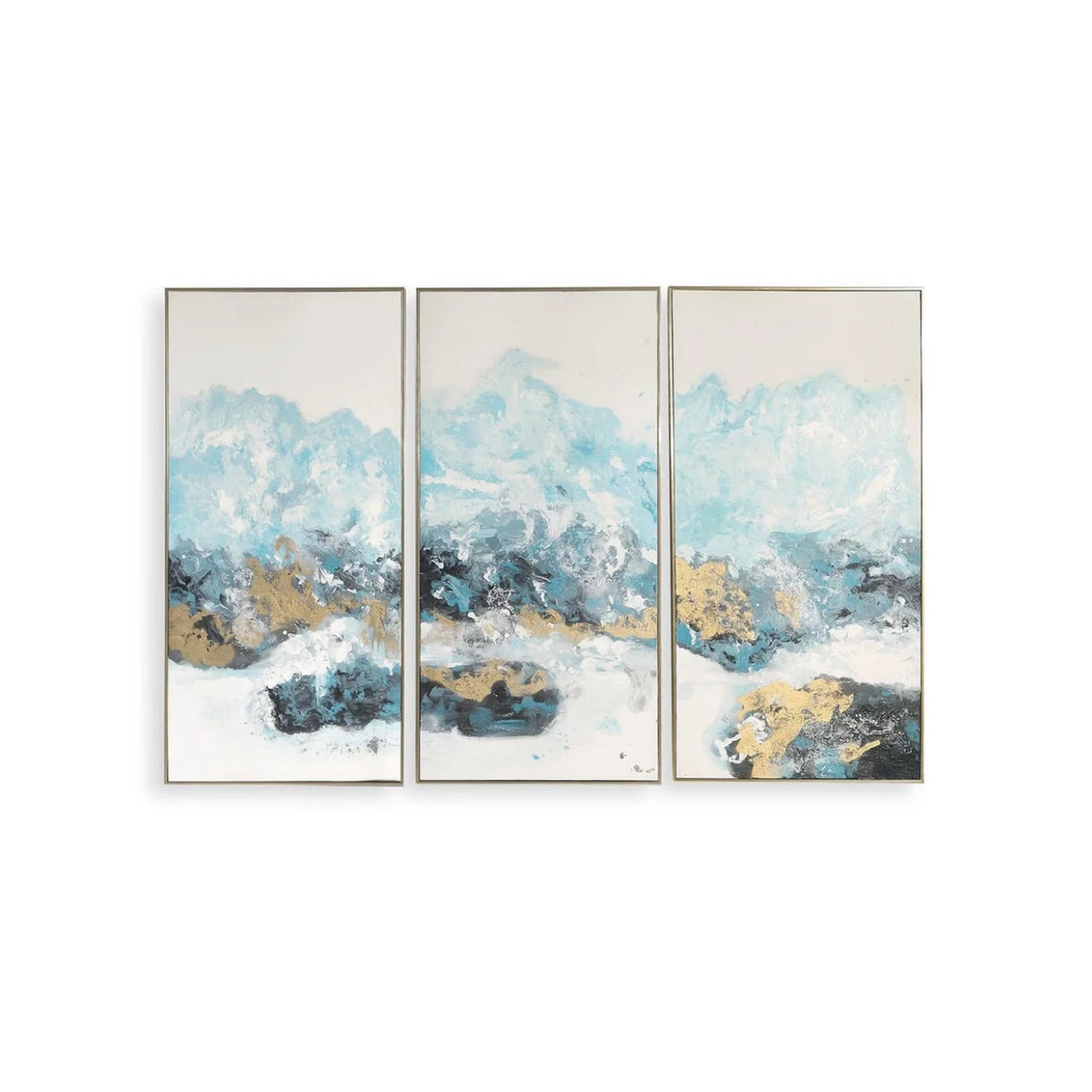 Crashing Waves Hand Painted Canvases, S/3