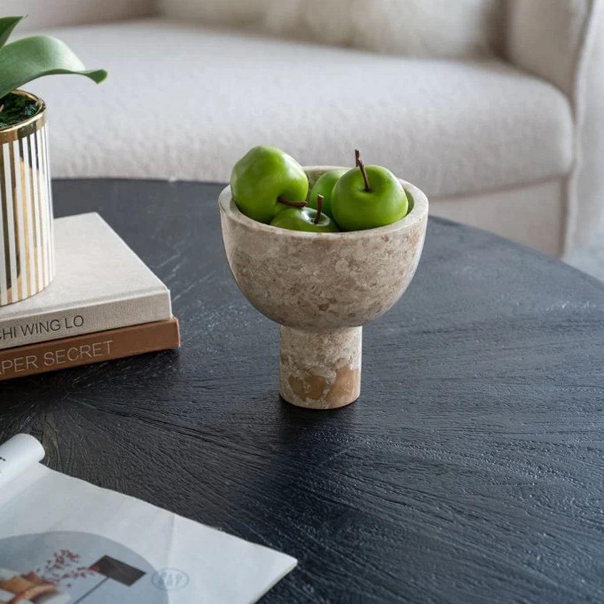 Cream Marble Bowl With Leg