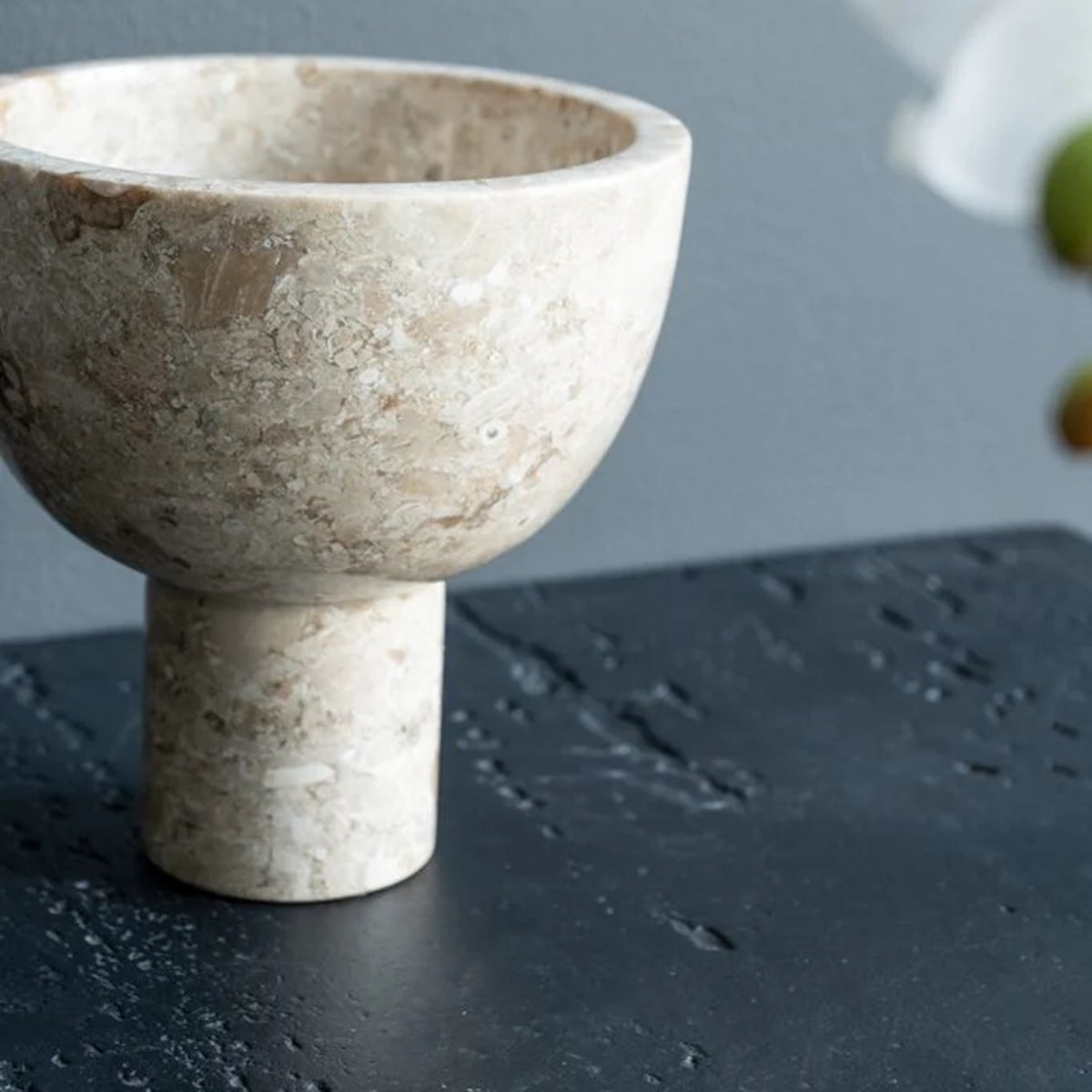 Cream Marble Bowl With Leg