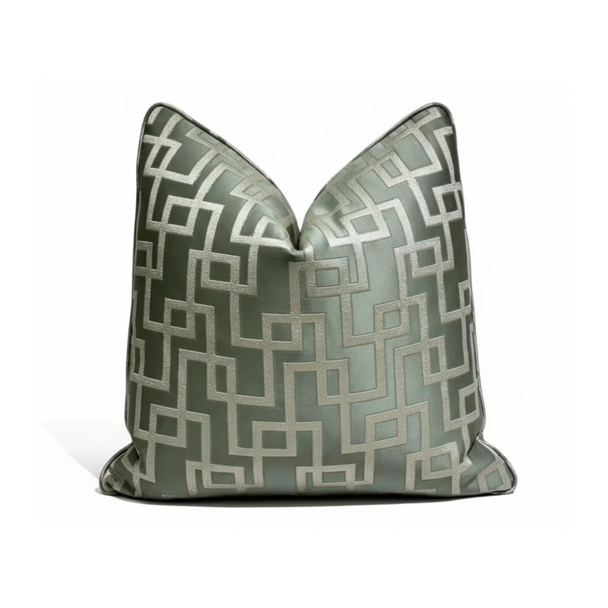 Elegant Geometric Sage Throw Pillow