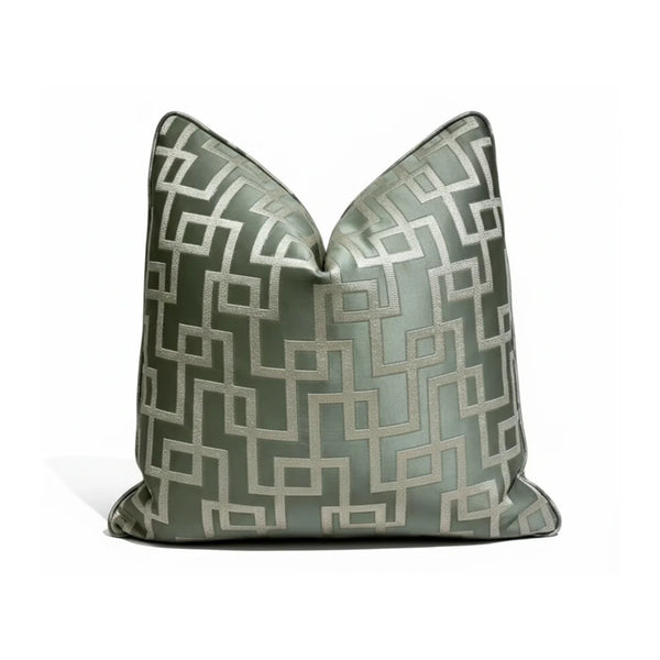 Elegant Geometric Sage Throw Pillow