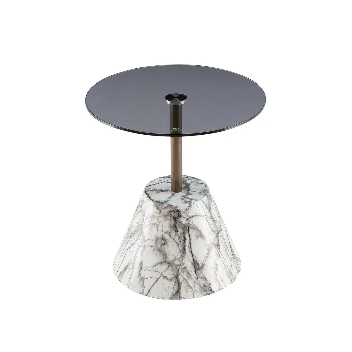 Glass Top marble print base accent table