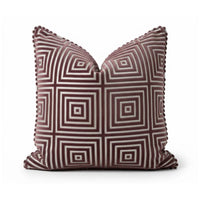 Luxe Mauve Velvet Greek Key Throw Pillow