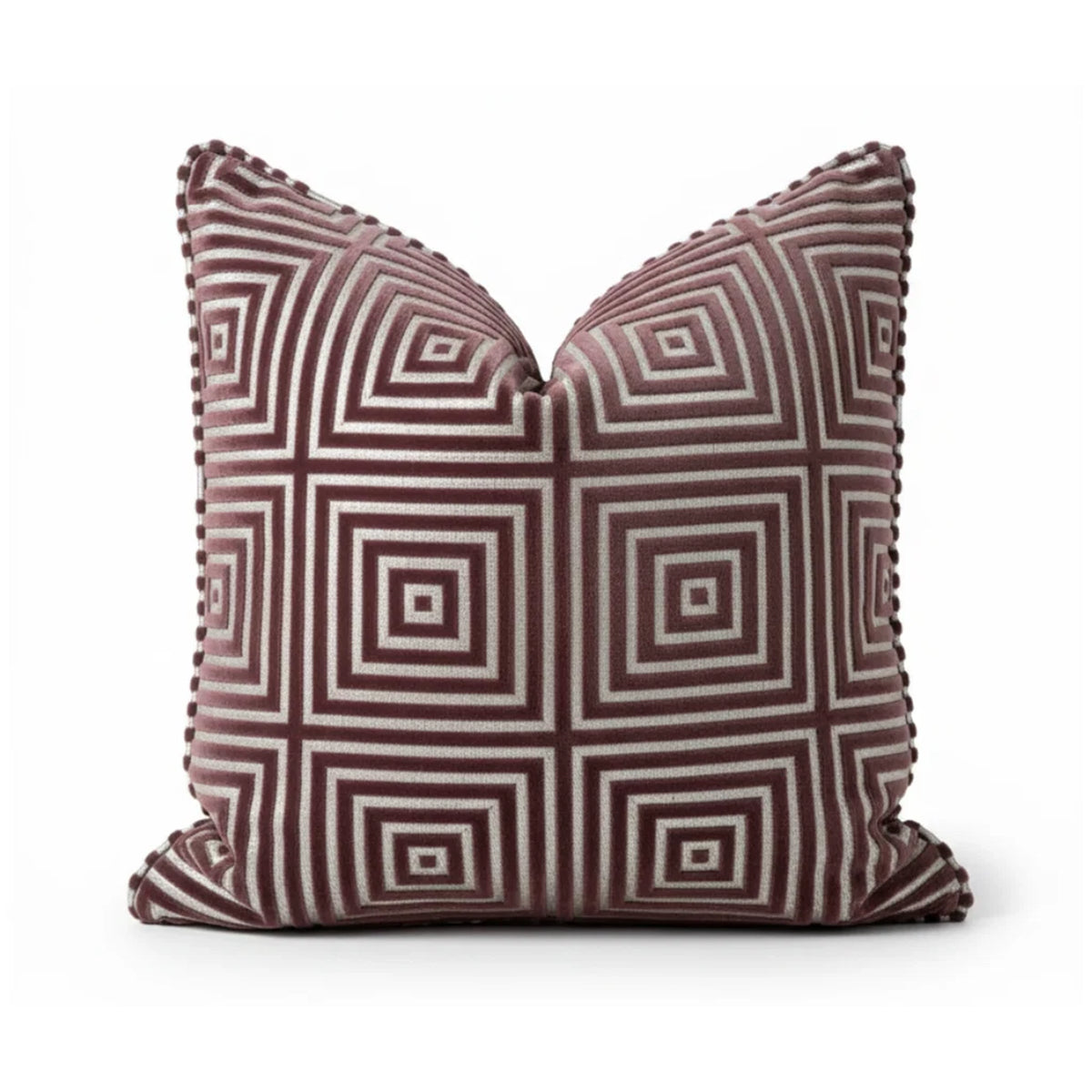 Luxe Mauve Velvet Greek Key Throw Pillow