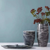 Marbled Black Ceramic Vase