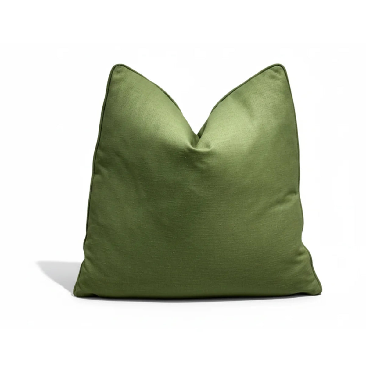 Organic Olive Green Linen-Look Throw Pillow