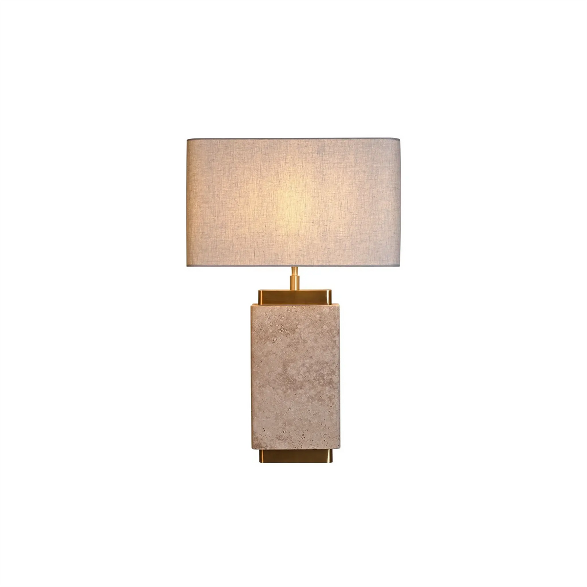 Rectangular Travertine Stone Table Lamp