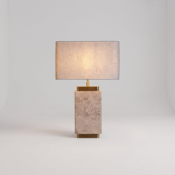 Rectangular Travertine Stone Table Lamp