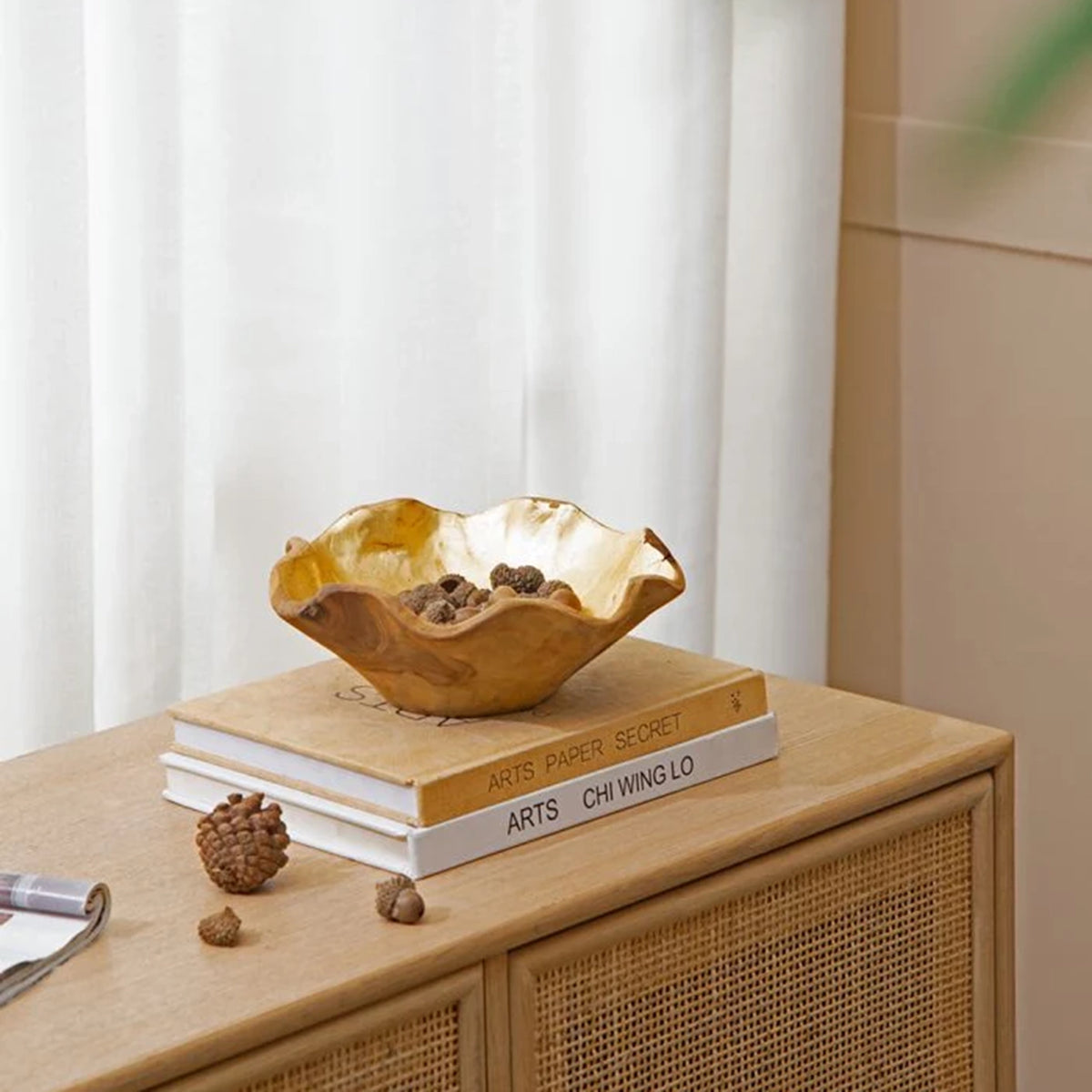 Teak Bowl With Gold Foil