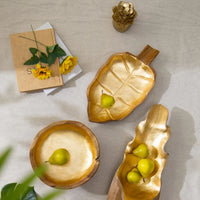 Teak Bowl With Gold Foil