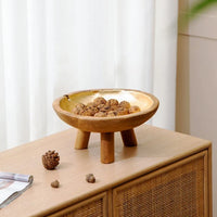 Teak Bowl With Gold Foil & Legs