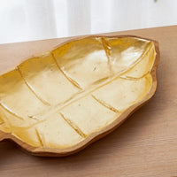Teak Leaf Plate With Gold Foil