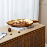 Teak Leaf Plate With Gold Foil