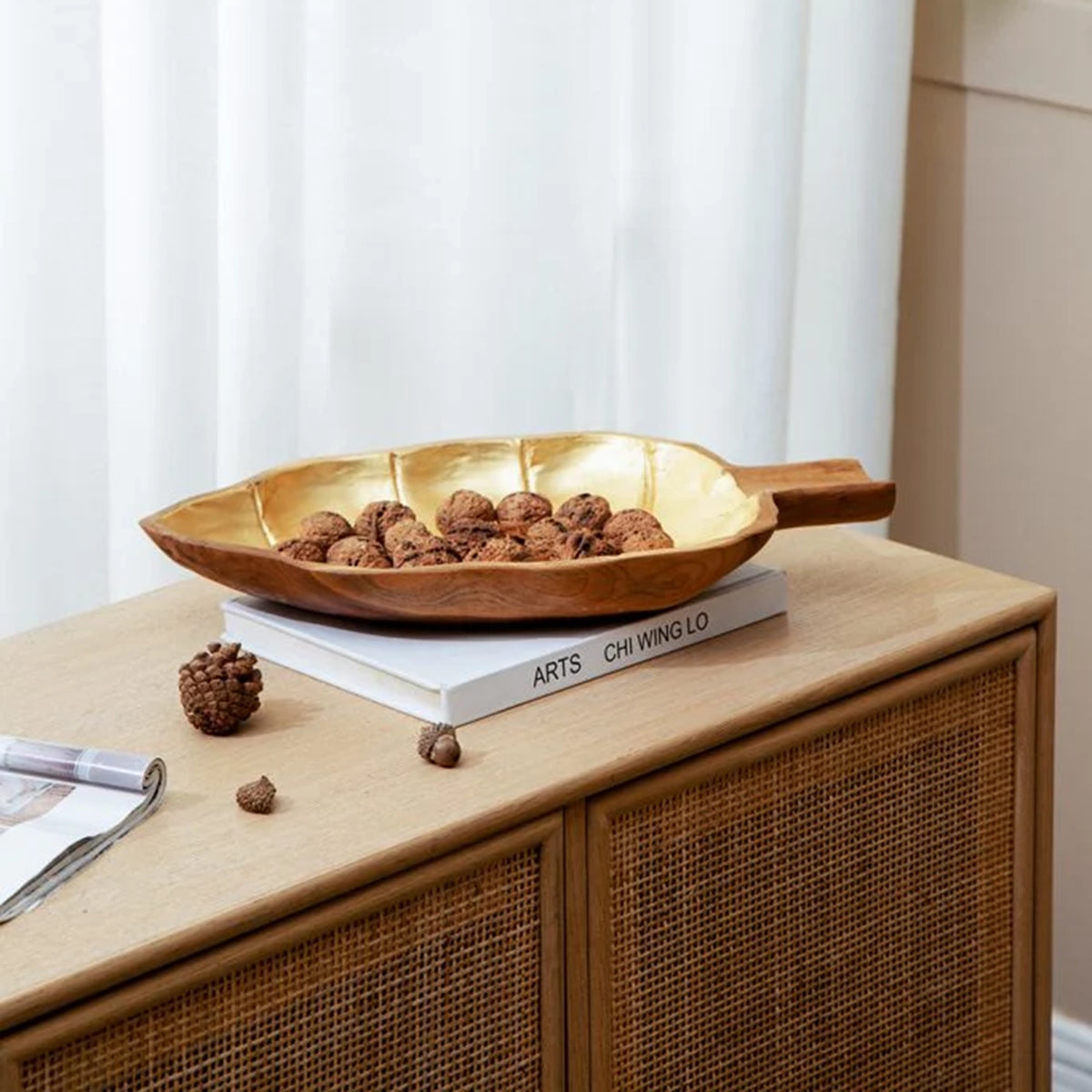 Teak Leaf Plate With Gold Foil