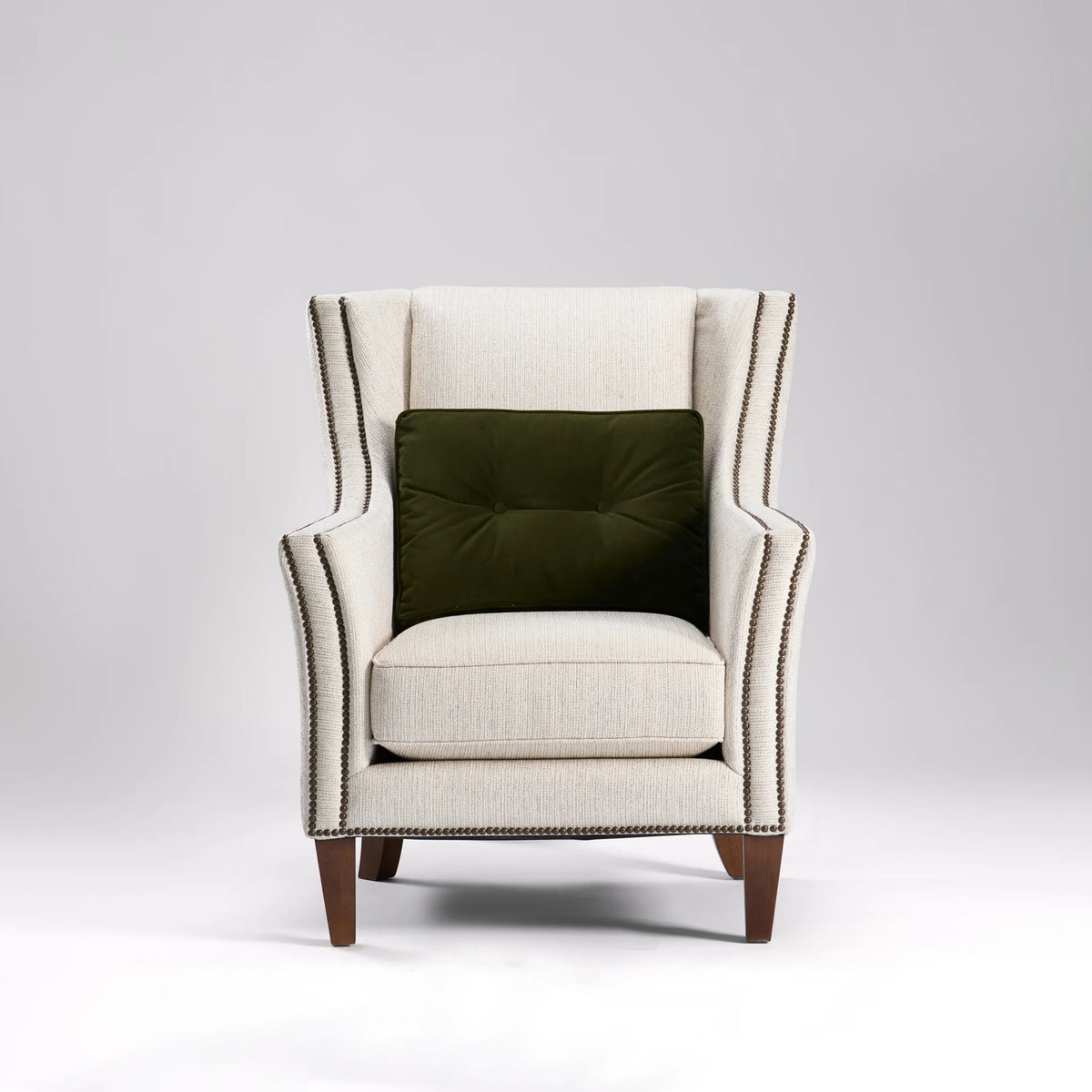 The Windsor Chair / Beige with Black Nailsheads