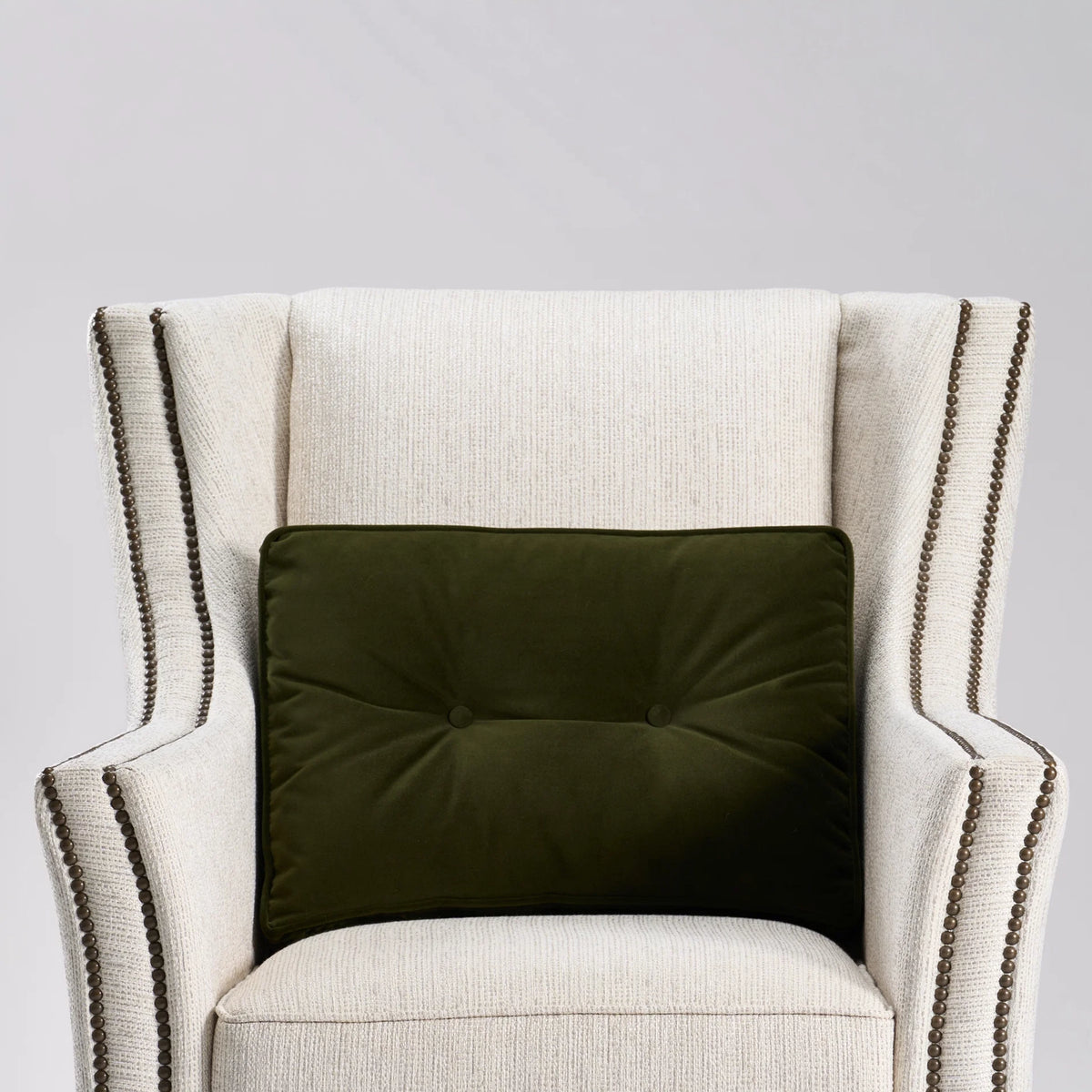 The Windsor Chair / Beige with Black Nailsheads